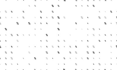 Seamless background pattern of evenly spaced black percent symbols of different sizes and opacity. Illustration on transparent background