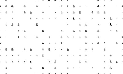 Seamless background pattern of evenly spaced black ampersand symbols of different sizes and opacity. Vector illustration on white background