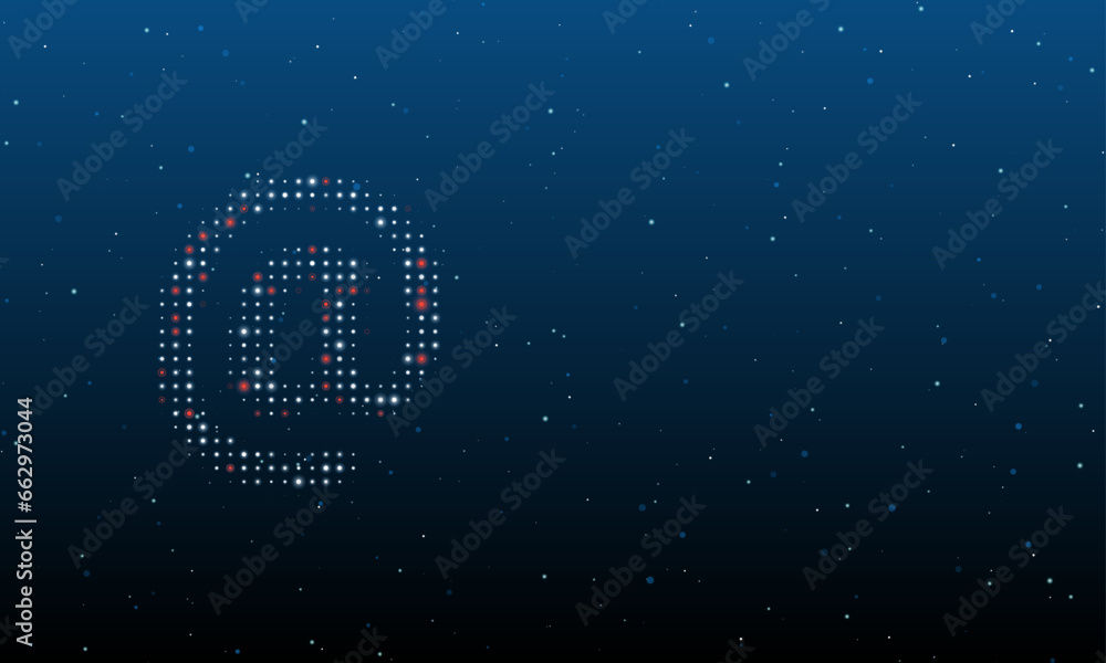 Poster on the left is the at symbol filled with white dots. background pattern from dots and circles of dif