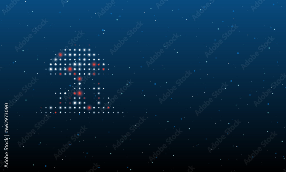 Poster on the left is the mushrooms symbol filled with white dots. background pattern from dots and circles