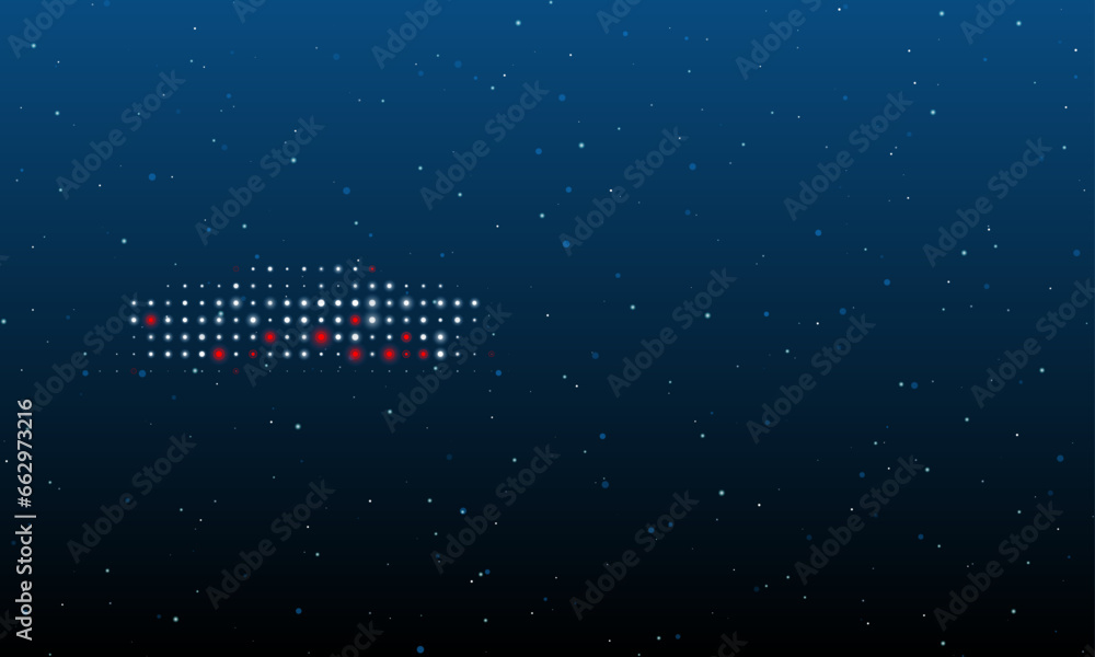 Poster on the left is the future car symbol filled with white dots. background pattern from dots and circle
