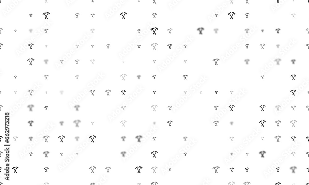 Poster seamless background pattern of evenly spaced black crossed axes symbols of different sizes and opaci