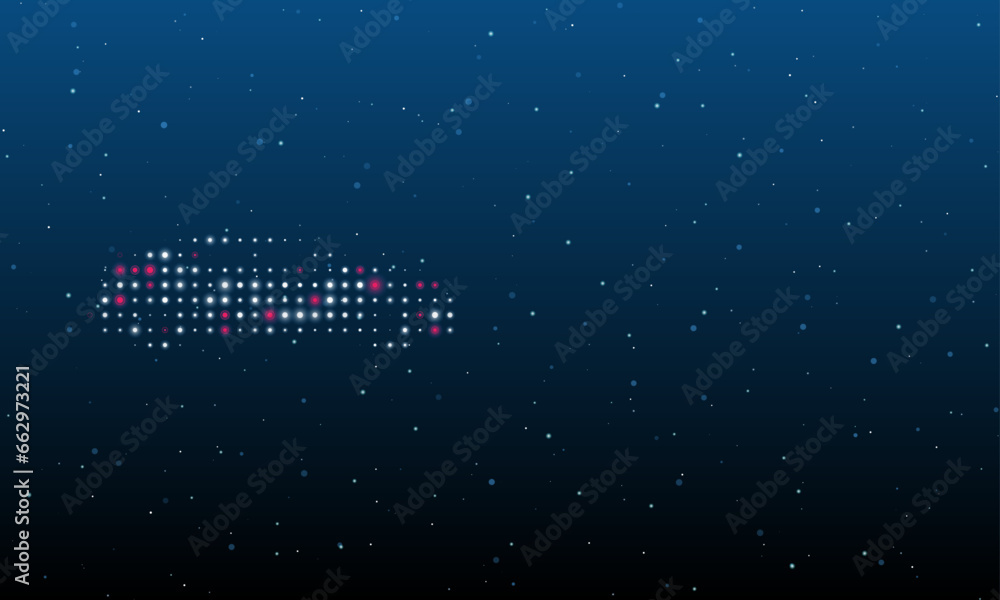 Poster on the left is the car symbol filled with white dots. background pattern from dots and circles of di