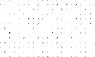 Seamless background pattern of evenly spaced black axe symbols of different sizes and opacity. Vector illustration on white background