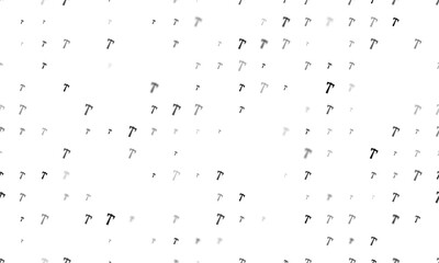 Seamless background pattern of evenly spaced black axe symbols of different sizes and opacity. Vector illustration on white background