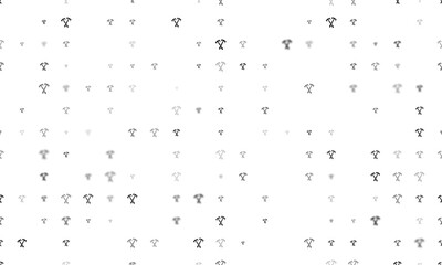 Seamless background pattern of evenly spaced black crossed axes symbols of different sizes and opacity. Vector illustration on white background