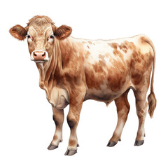 farm animal element. watercolor cow illustration.