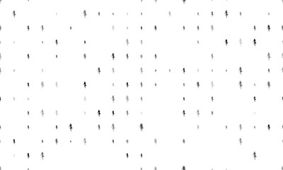 Seamless background pattern of evenly spaced black ballerina symbols of different sizes and opacity. Vector illustration on white background