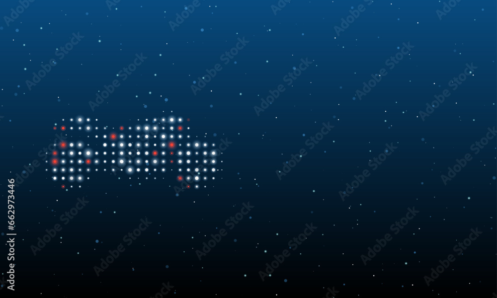 Poster on the left is the bike symbol filled with white dots. background pattern from dots and circles of d
