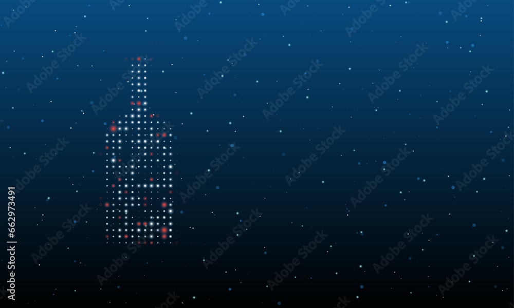 Poster on the left is the a branch in a bottle symbol filled with white dots. background pattern from dots 
