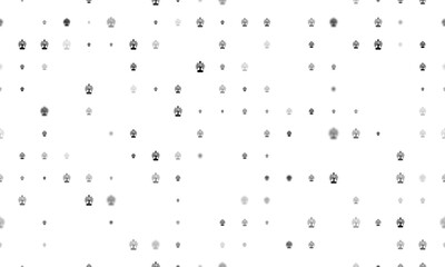 Seamless background pattern of evenly spaced black mystical tree in bottle symbols of different sizes and opacity. Vector illustration on white background