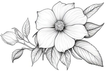Flower Black and White Line Art: Delicate Botanical Renderings for Art Exhibition Poster, generative AI