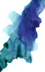 Bright painted blue watercolor texture. Hand drawn background