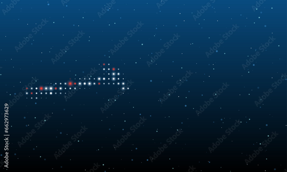 Poster on the left is the hammer symbol filled with white dots. background pattern from dots and circles of
