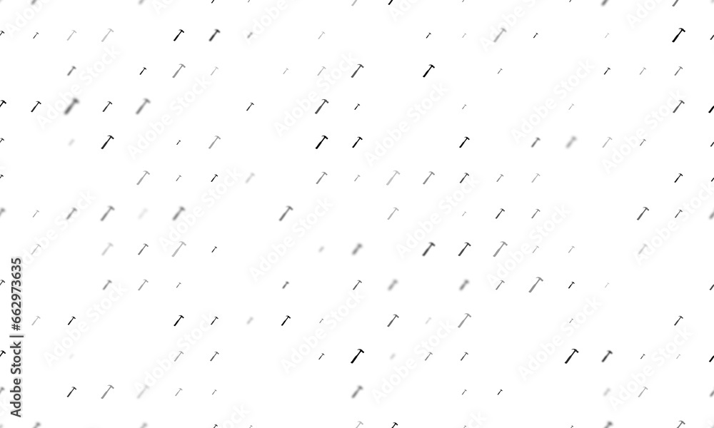 Poster seamless background pattern of evenly spaced black hammer symbols of different sizes and opacity. il