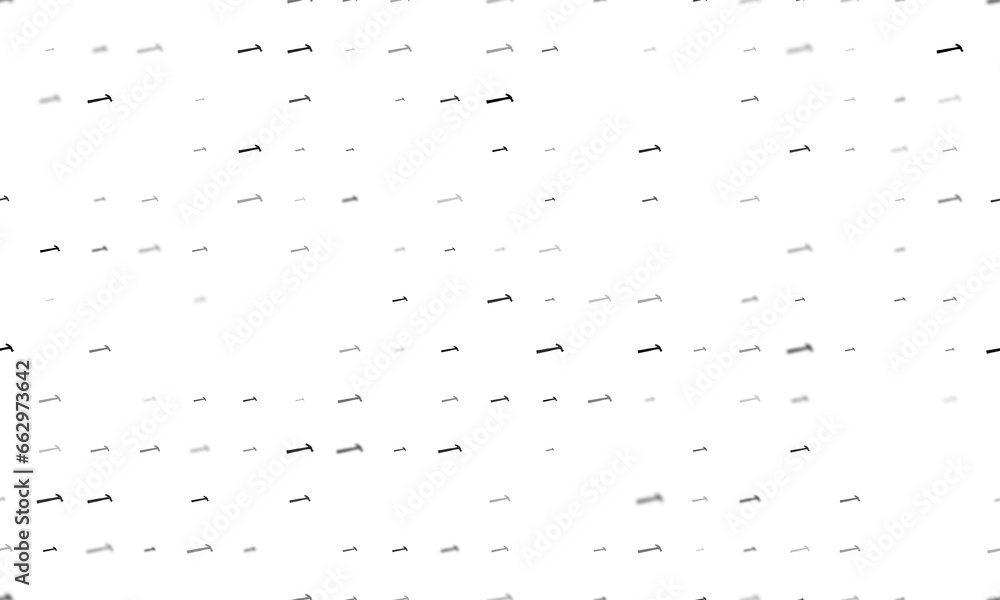 Poster seamless background pattern of evenly spaced black hammer symbols of different sizes and opacity. il