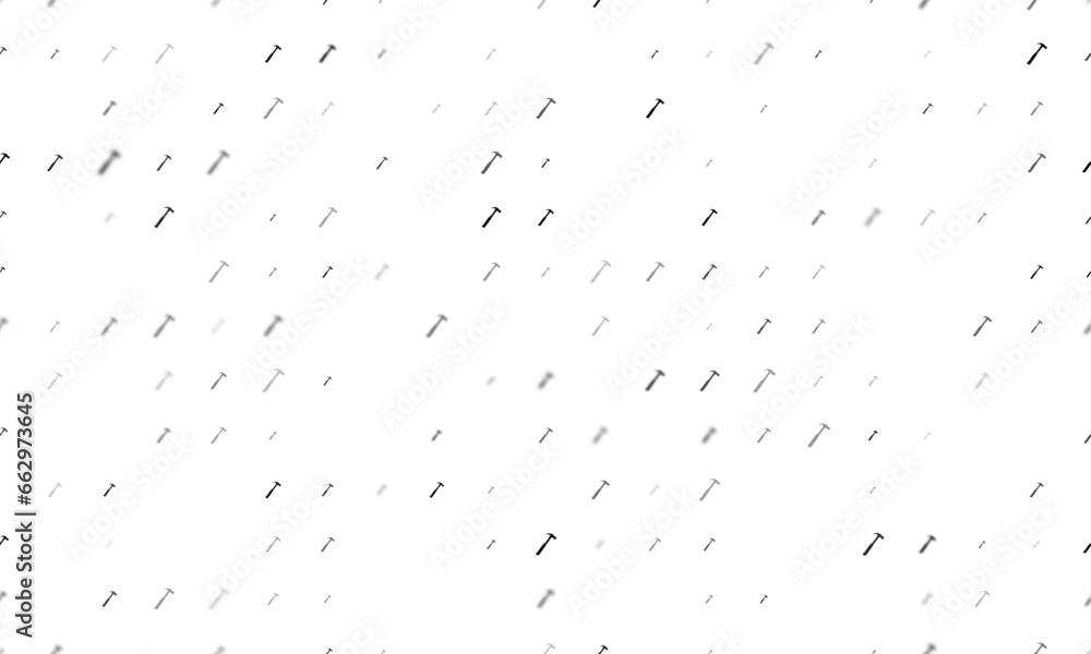 Poster seamless background pattern of evenly spaced black hammer symbols of different sizes and opacity. ve