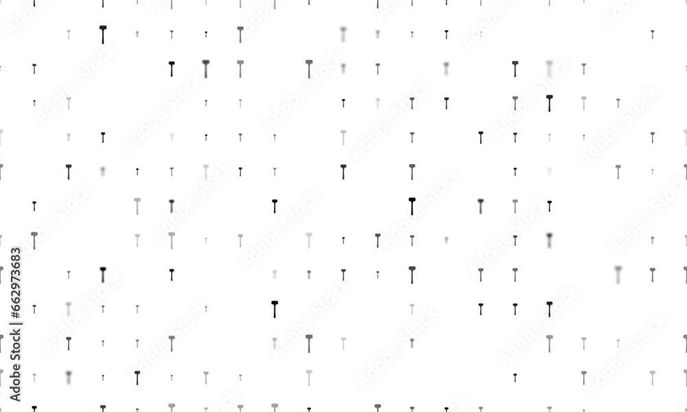 Poster seamless background pattern of evenly spaced black mallet symbols of different sizes and opacity. ve