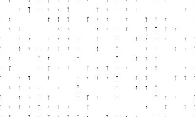 Seamless background pattern of evenly spaced black mallet symbols of different sizes and opacity. Illustration on transparent background