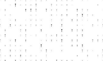 Seamless background pattern of evenly spaced black mallet symbols of different sizes and opacity. Vector illustration on white background