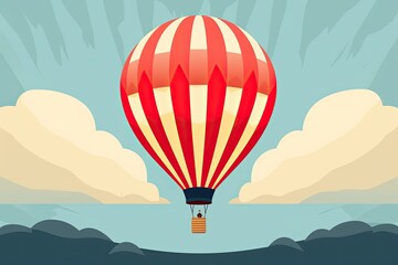 Hot Air Balloon Transformed: A Simple Adventurous Icon for Travel Poster, generative AI