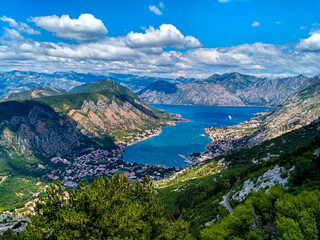 Fototapeta na wymiar Kotor bay in Montenegro from a mountain viewpoint