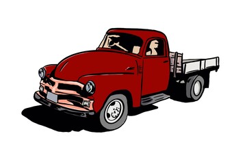 red truck isolated on white