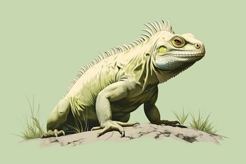 Fototapeta premium Iguanas: Clean and Minimalistic Wildlife Conservation Images for Leaflets, generative AI