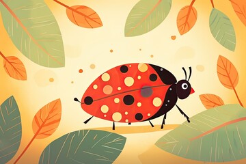 Nature-Themed Children's Book: Ladybug Stylized as a Charming Minimal Graphic, generative AI