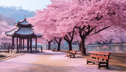 The Pink Trees of Nami Island in South Korea