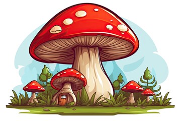 Whimsical Fairy Tale Mushroom Design: Perfect Icon for a Simple Book Cover, generative AI