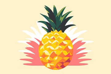 Summer Party Flyer: Tropical Minimalist Pineapple Abstract Background Design, generative AI
