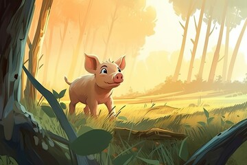 Pig Illustration: Clean & Straightforward Design for Farm-Themed Children's Book, generative AI