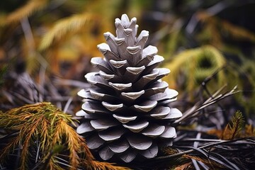 Naklejka na ściany i meble Pine Cone Minimalistic Design: Transforming Nature Park Brochure with Natural Elegance, generative AI