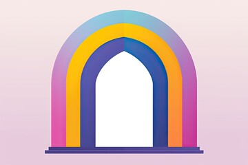 Rainbow Pride Month Sticker: Minimalist, Colorful Arch Depiction of a Rainbow, generative AI