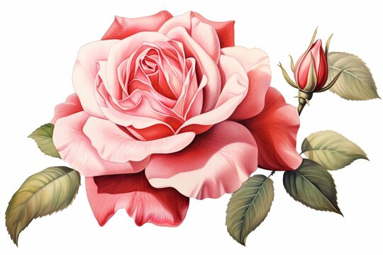 Rose Clip Art: Capturing the Splendor of a Blooming Rose, Unfolding Petals and Elegant Beauty, generative AI