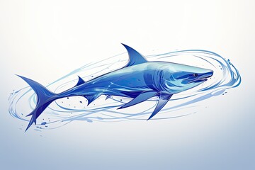 Marine Life Awareness Poster: Shark - Simple and Flowing Lines Design, generative AI