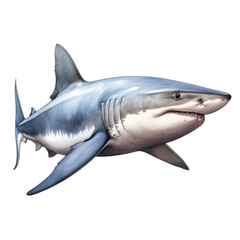 Obraz premium water animal element. watercolor shark illustration.