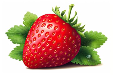 Juicy Strawberry Clipart: Vibrant and Sweet Red Strawberry Illustration, generative AI