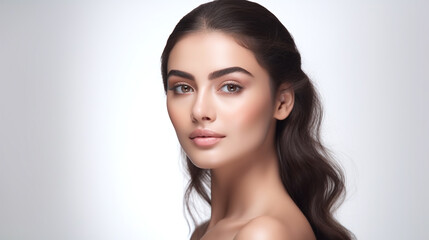 Fototapeta premium beauty portrait of a cool female brunette model against white background