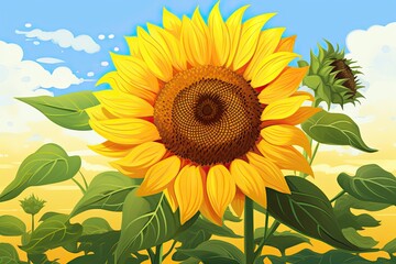 Sunflower Clipart: Bright Growth and Positivity - Radiant Sunflower Turning Towards the Sun, generative AI