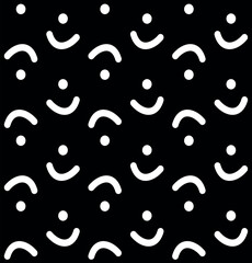 Vector seamless pattern of abstract dots and lines isolated on black background