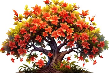 Tree Clipart - Vibrant Leaves Adorned Large Tree Symbolizing Full Bloom, generative AI