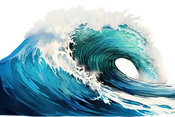 Raw Power and Beauty of Nature: Towering Wave Clipart Illustrating a Mid-Crash, generative AI