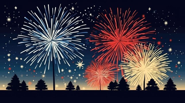 New year fireworks illustration, AI generated Image