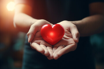 Hand giving red heart , charity symbol
created using generative Ai tools
