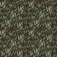 Seamless pattern with green leaves