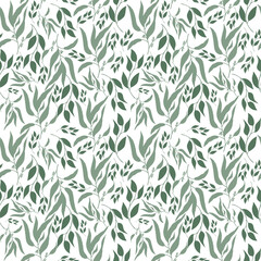 Fototapeta premium Seamless pattern with green leaves