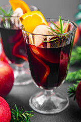 christmas apple cider mulled wine aperitif christmas hot drink sweet dessert cocktail holiday treat new year celebration meal food snack on the table copy space food background rustic top view