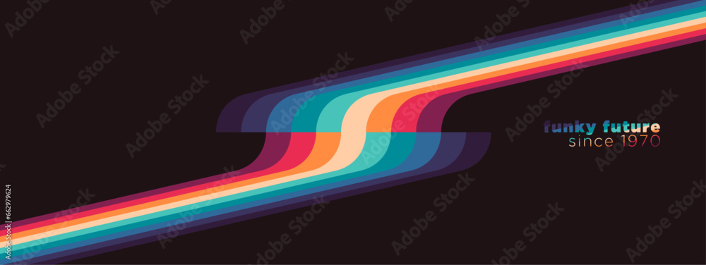 Fototapete futuristic 1970's background design in abstract style with colorful lines. vector illustration.